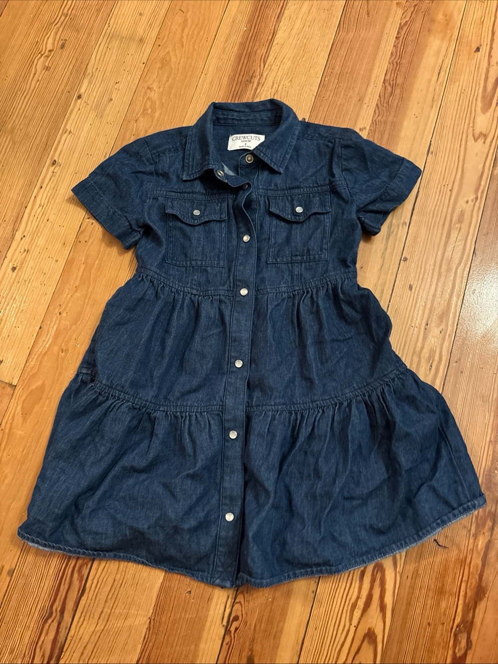 J.Crew CC140 Girls' patch-pocket shirt-dress in drapey denim Size 5